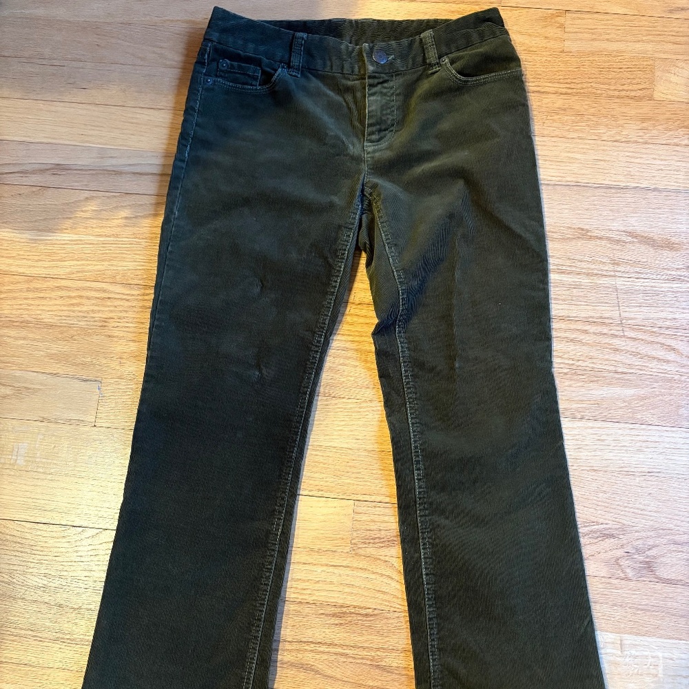 JCrew 2P dark olive corduroy favorite fit pants
